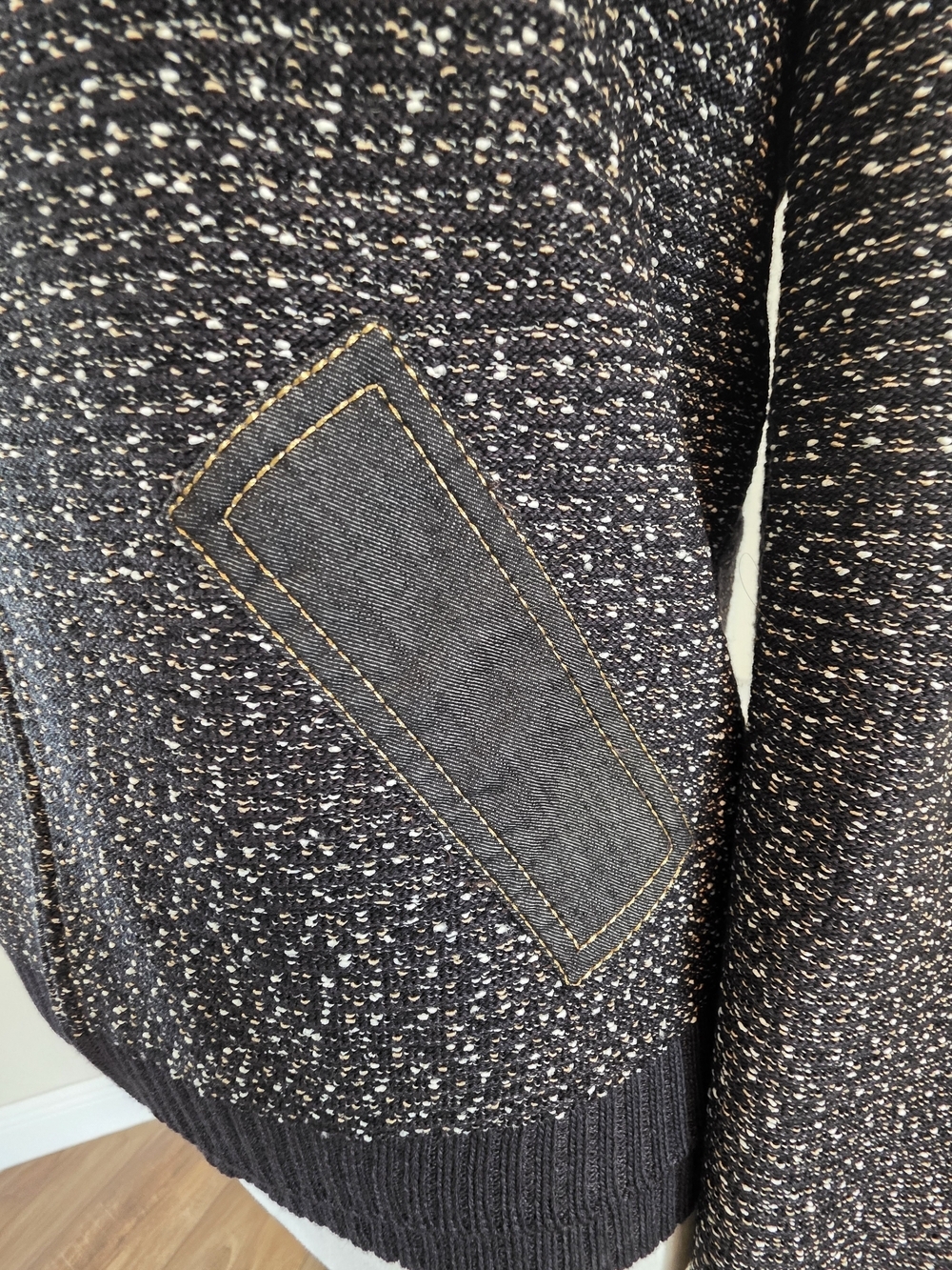 St John Sport Vintage Wool Blend Zip Cardigan Shell Set Black Flecked Size P/S - Picture 7 of 15